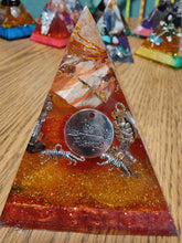 Load image into Gallery viewer, Medium Red Jasper Orgonite EMF Protection/Chakra Healing Pyramid Symm 10-18 Symm