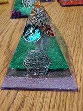 Load image into Gallery viewer, Mini  Amethyst Orgonite EMF Protection/Chakra Healing Pyramid 10-23 Symm y