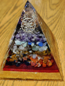 XXLarge Orgonite EMF Protection/Chakra Healing Pyramid 7 Chakra Stones