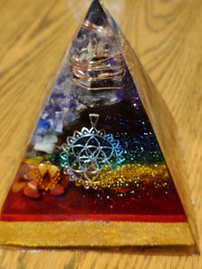 XXLarge Orgonite EMF Protection/Chakra Healing Pyramid 7 Chakra Stones