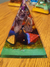 Load image into Gallery viewer, **Specials** Flourite Orgonite EMF Protection/Chakra Healing Pyramid 10-7 Symm