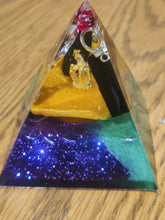 Load image into Gallery viewer, Mini Black Tourmaline Orgonite EMF Protection/Chakra Healing Pyramid 10-7 Symm y