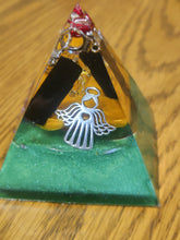 Load image into Gallery viewer, Mini Black Tourmaline Orgonite EMF Protection/Chakra Healing Pyramid 10-7 Symm y