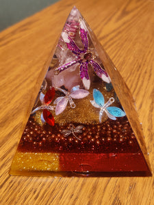 Large Carnelian Orgonite EMF Protection/Chakra Healing Pyramid Symm