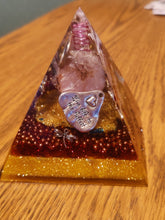 Load image into Gallery viewer, Large Carnelian Orgonite EMF Protection/Chakra Healing Pyramid Symm