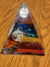 Load image into Gallery viewer, **Specials** Chakra Orgonite EMF Protection/Chakra Healing Pyramid Symm