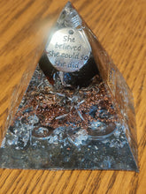 Load image into Gallery viewer, Mini Black Obsidian Orgonite EMF Protection/Chakra Healing Pyramid 2-19 Symm
