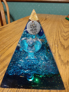 Large Lapis Orgonite EMF Protection/Chakra Healing Pyramid 2-23 Symm