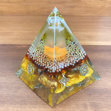 Load image into Gallery viewer, Large Selenite Orgonite EMF Protection/Chakra Healing Pyramid