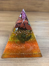 Load image into Gallery viewer, Mini Red Jasper Orgonite EMF Protection/Chakra Healing Pyramid 10-7 Symm y