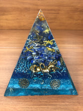 Load image into Gallery viewer, Large Lapis Orgonite EMF Protection/Chakra Healing Pyramid