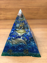 Load image into Gallery viewer, Large Lapis Orgonite EMF Protection/Chakra Healing Pyramid 2-19 Symm