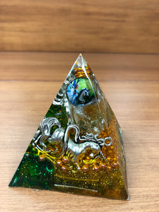 Mini Citrine Orgonite EMF Protection/Chakra Healing Pyramid 10-7 Symm y