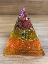 Load image into Gallery viewer, Mini Red Jasper Orgonite EMF Protection/Chakra Healing Pyramid 10-7 Symm y