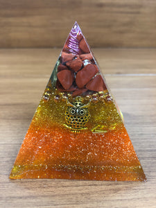 Mini Red Jasper Orgonite EMF Protection/Chakra Healing Pyramid 2-19